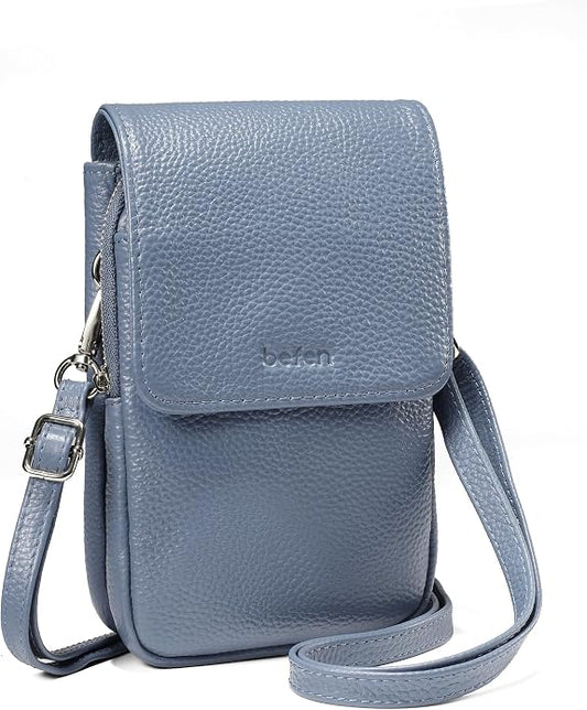 befen Genuine Leather Small Crossbody Bags for Women, Cell Phone Cross body Purse Bag with RFID Blocking Card Slots