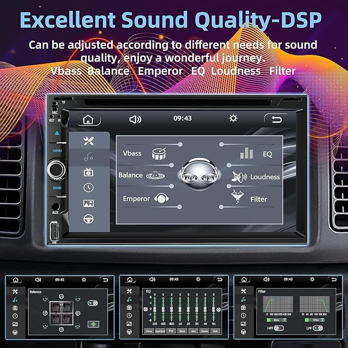 Double Din Car Stereo with Carplay&Android Auto,7 Inch HD Touchscreen Car Radio Support CD DVD Player,Bluetooth,Backup Camera,Mirror Link,SWC,Subwoofer,USB/TF/AUX Input, AM/FM Car Stereo Receiver