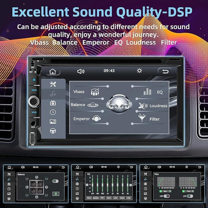 Double Din Car Stereo with Carplay&Android Auto,7 Inch HD Touchscreen Car Radio Support CD DVD Player,Bluetooth,Backup Camera,Mirror Link,SWC,Subwoofer,USB/TF/AUX Input, AM/FM Car Stereo Receiver