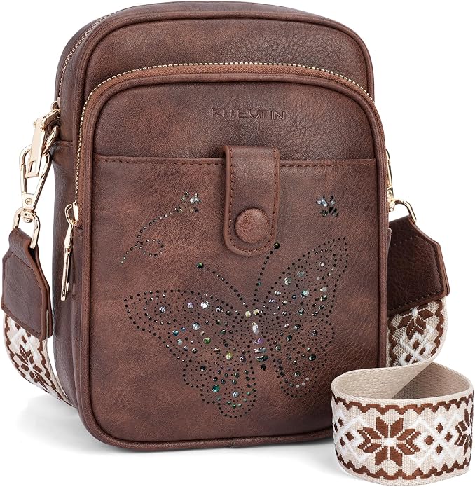 KITEVIUN Crossbody Bags for Women Leather Crossbody Purse Small Shoulder Phone Purse with Adjustable Strap & RFID Card Slots