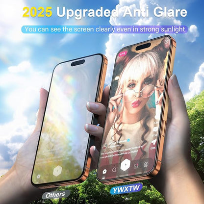 YWXTW 2 Pack for iPhone 17 Pro Max Matte Screen Protector 6.9 Inch+1 Set Camera Lens Protector, [1S Pull-Out] Anti Glare Anti Fingerprint 17 Pro Max Glass Screen Protector, Bubble Free, Smooth as Silk