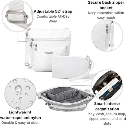 Baggallini Pocket Crossbody Bags for Women 8x8 Small Lightweight Durable Water-resistant Travel Purse W/Rfid