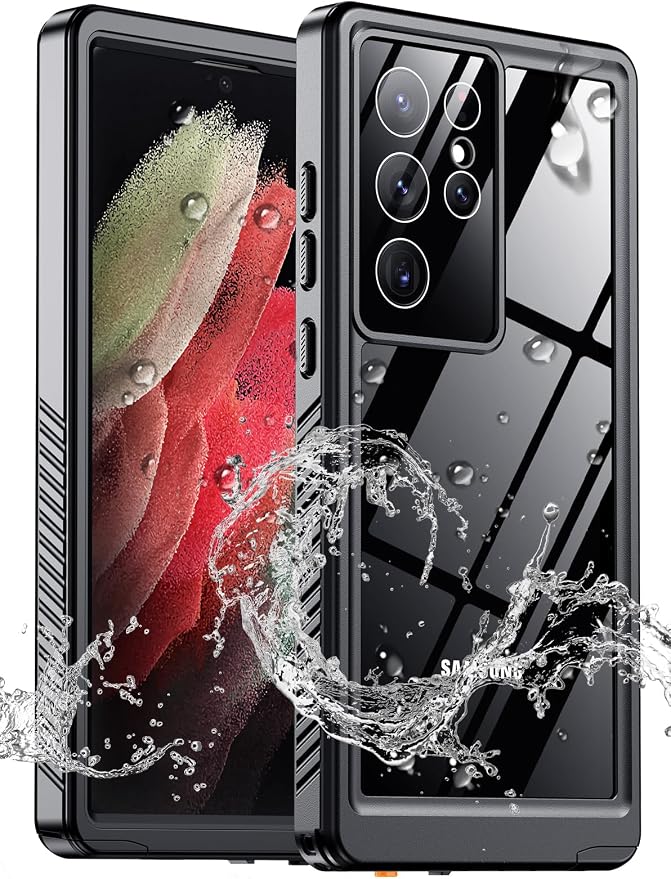 MOZOTER for Samsung Galaxy S21 Ultra Case Waterproof,[IPX8 Underwater Case][Full Body Shockproof & Military Dropproof]Clear Sound Quality Built-in Screen Protector for Samsung S21 Ultra 6.8 inch-Black