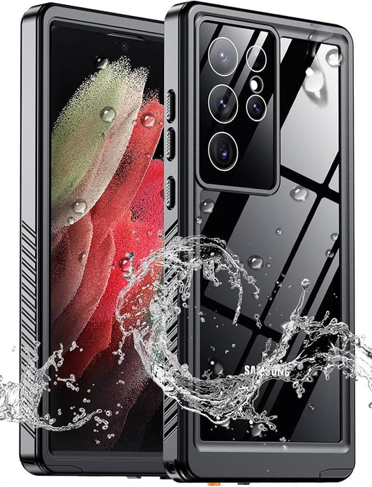 MOZOTER for Samsung Galaxy S21 Ultra Case Waterproof,[IPX8 Underwater Case][Full Body Shockproof & Military Dropproof]Clear Sound Quality Built-in Screen Protector for Samsung S21 Ultra 6.8 inch-Black