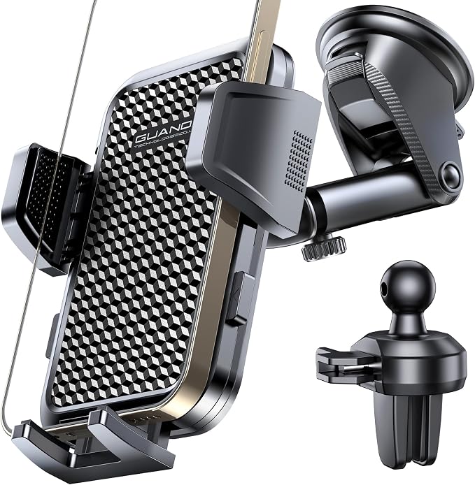 2026 Ultimate Car Phone Holder Mount (+Air Vent Clip) [Military Grade Stable], 360° Rotatable Suction Cup Car Phone Mount for Dashboard Windshield ,Truck Cradle Stand for iPhone 17 16 Pro Max Samsung