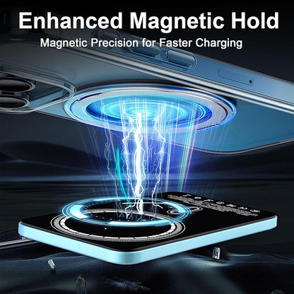 Magnetic Portable Charger 5000mAh, 15W Ultra Slim Wireless Portable Charger, Fast Charging for iPhone 17/16/15/14/13/12 Pro/Pro Max/Plus, Metal Shell, USB-C Cable to Charge Other Phones (Blue)