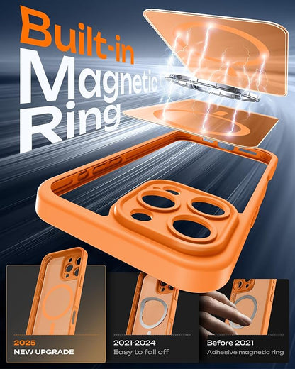 TOCOL for Phone 16 Pro Max Case, Compatible with Magsafe Charger, Full Camera Protection, Drop Protection, Translucent Matte Phone Case for iPhone 16 Pro Max 6.9 inch (Orange)