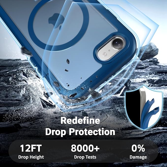 jaroco Magnetic for iPhone SE Case 3rd/2rd,iPhone 8/7 Case, [Compatible with MagSafe][Military Grade Drop Protection][Heavy Duty Protection][Non-Slip] 2-Layer Bumper Phone Case 4.7''-Deep Blue