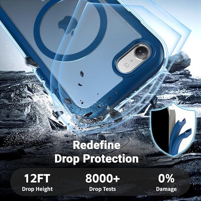 jaroco Magnetic for iPhone SE Case 3rd/2rd,iPhone 8/7 Case, [Compatible with MagSafe][Military Grade Drop Protection][Heavy Duty Protection][Non-Slip] 2-Layer Bumper Phone Case 4.7''-Deep Blue