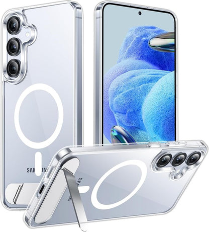 Magnetic for Samsung Galaxy S25 Plus Case, [Innovate Stand][Military Grade Drop Protection][Non Slip][Non-Yellowing] Shockproof Phone Case for Galaxy S25 Plus 6.7" 2025 -Clear