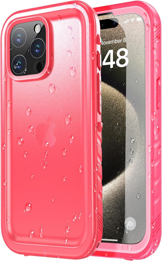 SPORTLINK for iPhone 15 Pro Max Case - IP68 Waterproof Military Protective Full Body Heavy Duty Shockproof 360 Sealed Dustproof with Camera Screen Protector Cover for i Phone 15 Pro Max 6.7" Pink