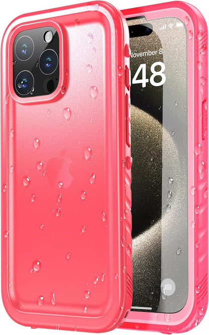 SPORTLINK for iPhone 15 Pro Max Case - IP68 Waterproof Military Protective Full Body Heavy Duty Shockproof 360 Sealed Dustproof with Camera Screen Protector Cover for i Phone 15 Pro Max 6.7" Pink