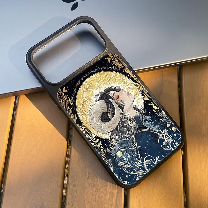 Constellation Series - Aries Designs Magnetic for iPhone 17 pro Case, Tarot Style Model Glass Phone Cover, Compatible with Magsafe - fits iPhone 17 pro Case for Women