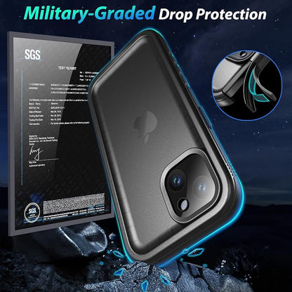 SPORTLINK for iPhone 15 Case - IP68 Waterproof Military Protective Full Body Heavy Duty Shockproof 360 Sealed Dustproof with Camera Screen Protector Phone Cover for i Phone 15 6.1" Black
