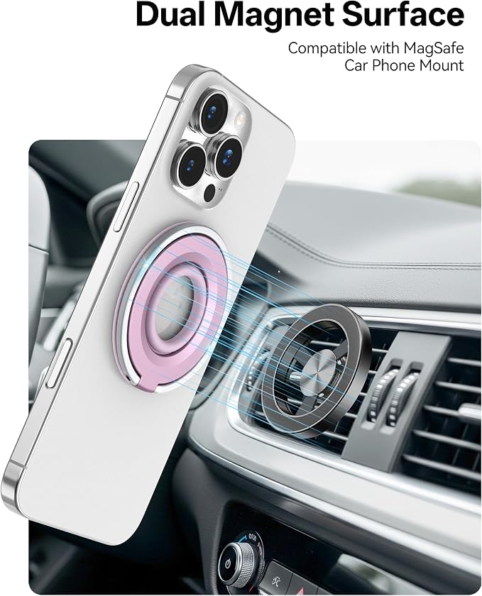[2025 Upgrade] Magnetic Phone Grip for MagSafe, 360° Rotation Phone Ring Grip Stand, Finger Kickstand Two-Sided Magnet Compatible with iPhone 17/16/15/14/13/12/11 Pro/Max MagSafe Accessories