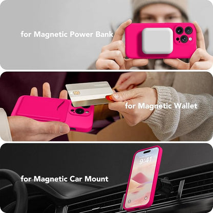 Magnetic for iPhone 13 Pro Max Case, Compatible with MagSafe, [Full Camera Protection][Screen Protector] Silicone Shockproof Protective Phone Case for iPhone 13 Pro Max 6.7", Hot Pink