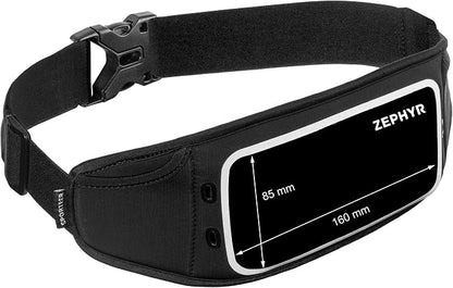Sporteer Zephyr Ultra-Slim Running Belt - Minimalist Waist Pack for iPhone 17, 16, 15 Pro Max, Plus, Galaxy S26, S25 - Low-Profile Fitness Pouch for Slim Cases & Bare Phones