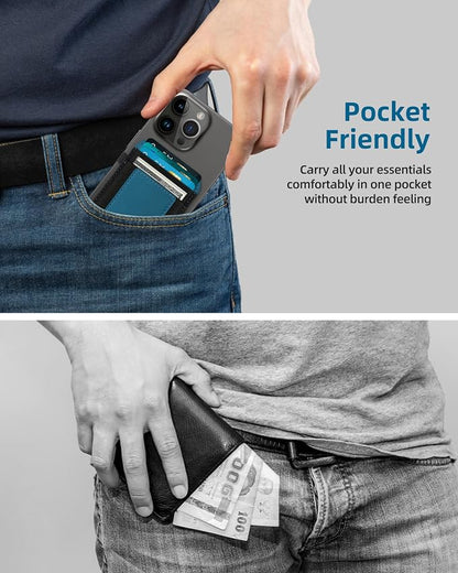 ExtreLife for Magsafe Wallet, Strongest Magnetic Wallet for iPhone 17/16/15/14/13/12 Series, for Magsafe Card Holder with 2 Card Slots, RFID Blocking, Slim, Vegan Leather, Hold 7 Cards, Blue