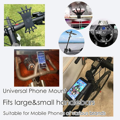 2026 Bike Phone Mount 1 Pack, 360° Rotation Silicone Phone Holders for iPhone and Samsung, for Most Smartphones and Handlebars, Upgraded Universal Bike Cell Phone Holder, Easy Install - Black
