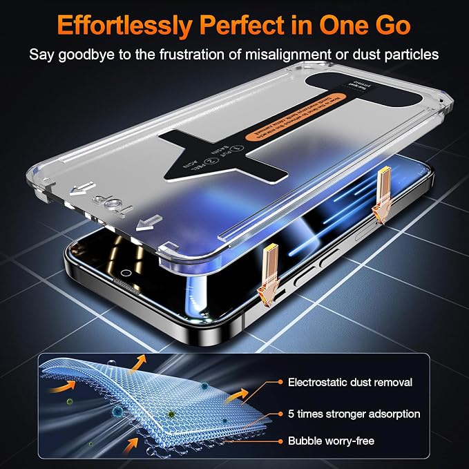 2 Pack for iPhone 15 Pro Max Privacy Tempered Glass Screen Protector 6.7 Inch, 9H Hardness, Scratch Resistant with Updated Easy Installation Tool