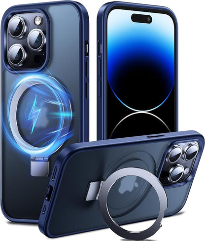 Chicfun 3-in-1 [Magnetic+Kickstand+Ring Holder] for iPhone 13 Pro Case with Magnetic Stand Ring Compatible with MagSafe Phone Case iPhone 13 Pro Military Shockproof Protective Navy Blue