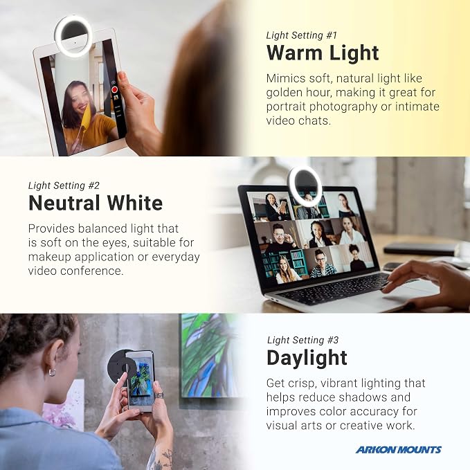ARKON Mounts Remarkable Creator Pro+Plus, Phone Holder and Tablet Mount for Content Creation, Includes LED Phone Clip On Ring Light, Pink Extension Pole, for Content Creators, Live Streamers & More