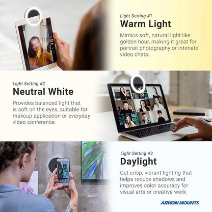 ARKON Mounts Remarkable Creator Pro+Plus, Phone Holder and Tablet Mount for Content Creation, Includes LED Phone Clip On Light, Teal Extension Pole, for Content Creators, Live Streamers & More