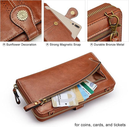 S-ZONE Vegan Leather Crossbody Bags for Women Small Cell Phone Purse RFID Blocking Clutch Purses with 2 Straps
