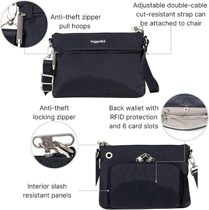 Baggallini womens Securtex Anti-theft Memento Crossbody Bag