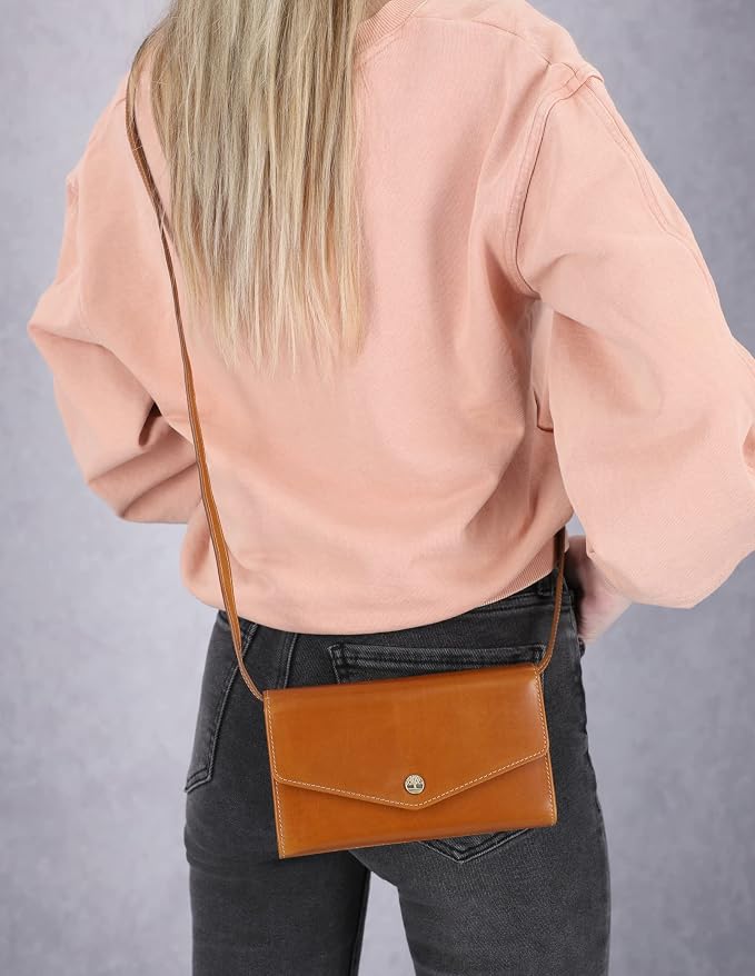 Timberland Women's RFID Leather Crossbody Wallet Phone Bag With Detachable Crossbody Strap
