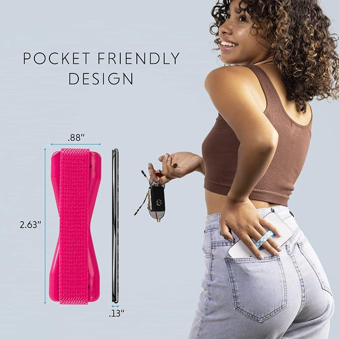 LOVEHANDLE Universal Phone Grip for Smartphones & Mini Tablets - Phone Holder for Hand - Wireless Charging Compatible - Made in The USA - Solid Magenta