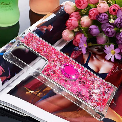 Glitter Phone Case Silicone for Galaxy Note 20 Ultra, Bling Liquid Floating Protective Case with 360°Rotatable Ring Holder Bumper Cover Yellowing-Resistant compatible with Samsung Galaxy Note 20 Ultra
