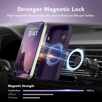 Magnetic for iPhone 15 Plus Case, Compatible with MagSafe, [Full Camera Protection][Screen Protector] Silicone Shockproof Protective Phone Case for iPhone 15 Plus 6.7", Deep Purple