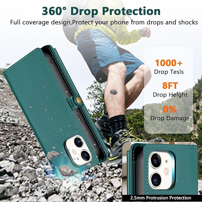 Wallet Case for iPhone 11 with Card Holder/Crossbody Wallet/Strap| RFID Blocking | Magnetic | Kickstand | Detachable | PU Leather Phone Case for iPhone 11,6.1 in,Green