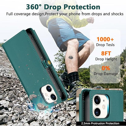 Wallet Case for iPhone 11 with Card Holder/Crossbody Wallet/Strap| RFID Blocking | Magnetic | Kickstand | Detachable | PU Leather Phone Case for iPhone 11,6.1 in,Green
