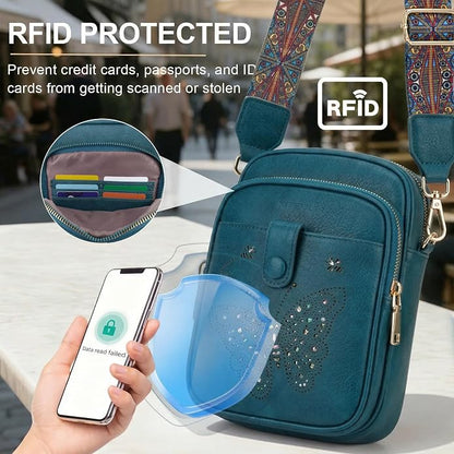 KITEVIUN Crossbody Bags for Women Leather Crossbody Purse Small Shoulder Phone Purse with Adjustable Strap & RFID Card Slots