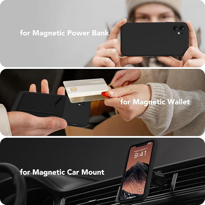 Magnetic for iPhone 11 Phone Case Silicone, Compatible with MagSafe, [Full Camera Protection][Screen Protector] Slim Shockproof Protective Case for iPhone 11 6.1", Black