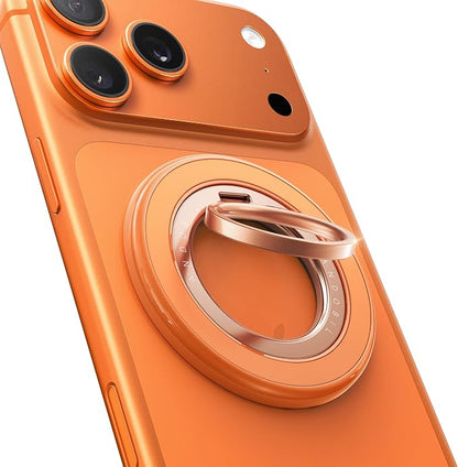 andobil [2026 3rd Gen] Magnetic Phone Grip for MagSafe [Sability Max] Stronger Two-Sided Magnet Cell Phone Ring Holder Compatible with MagSafe Accessories, iPhone 17 Pro Max Air 16 15 14 13 12, Orange
