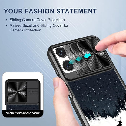 for Motorola Moto G Power 5G 2025 Case with Reindeer in The Winter Forest, Metal Slide Camera Cover, Screen Protector, Anti-Peeping Privacy Safeguard, Camera Lens Protector Phone Case for G Stylus 5G