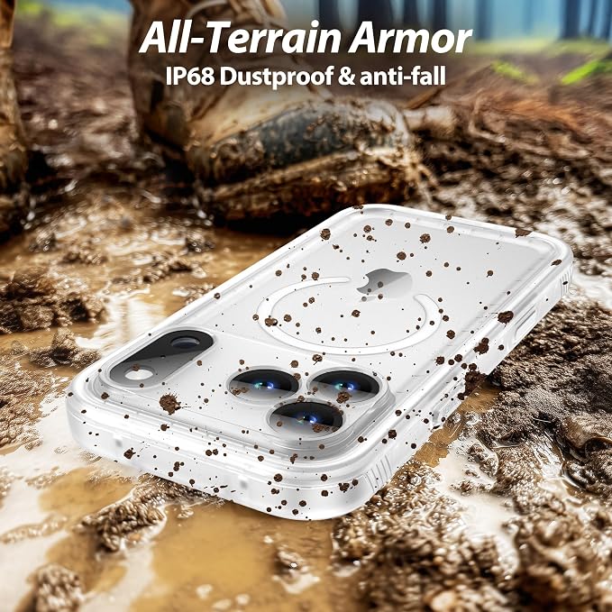 SPORTLINK for iPhone 17 Pro Case - IP68 Waterproof Military Protective Full Body Heavy Duty Shockproof 360 Sealed Dustproof with Camera Screen Protector Cover for i Phone 17 Pro 6.3" Mag/Frosted Clear