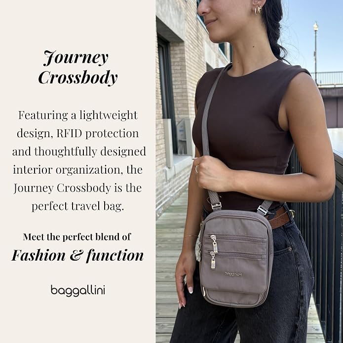 Baggallini Journey Crossbody Bags for Women 9x6 Small Lightweight Travel Handbag W/RFID
