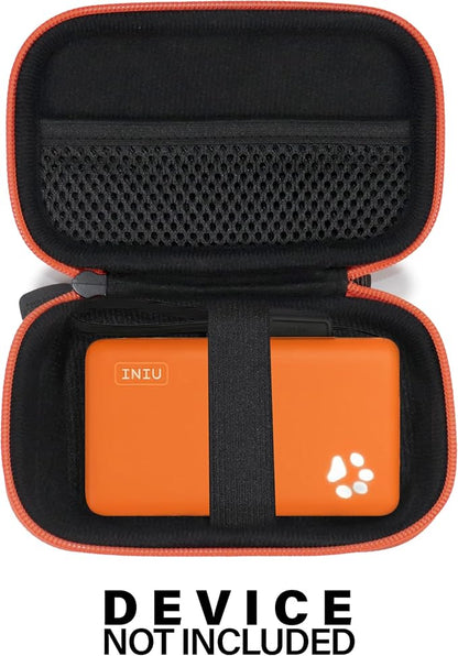 CaseSack Case for INIU Portable Charger 2-Ultra Slim (Black with Orange Zip)