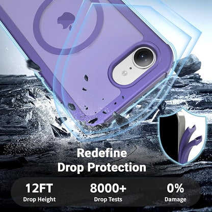 jaroco Magnetic for iPhone 17e Case& iPhone 16e Case, [Compatible with MagSafe][Military Grade Drop Protection][Heavy Duty Protection][Non-Slip][Shockproof] 2-Layer Bumper Phone Case 6.1''-Dark Purple