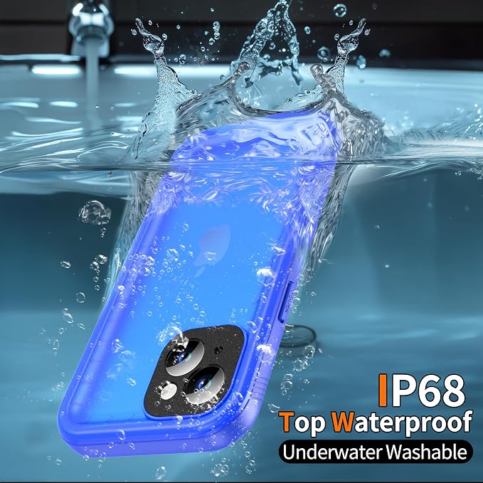 Cozycase Compatible with iPhone 14 Waterproof Case - Full Body Shockproof Dustproof Dropproof Built in Screen Protector Rugged Waterproof Case for iPhone 14 6.1 Inche Blue