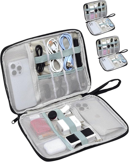 Travel Cable Organizer Pouch Electronic Accessories Carry Case | 3 Pack Electronics Travel Organizer Tech Storage Bag for Cords, Chargers, Power Bank, SD Card, Phone, Earphone Black