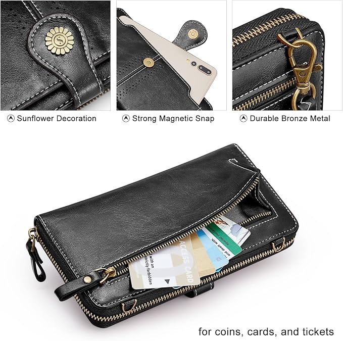 S-ZONE Vegan Leather Crossbody Bags for Women Small Cell Phone Purse RFID Blocking Clutch Purses with 2 Straps