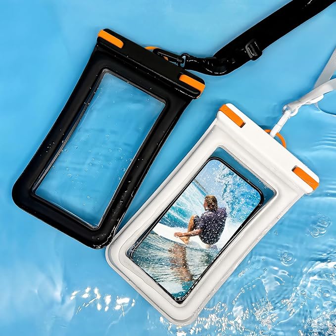 IPX8 Floating Waterproof Dry Bag 2-Pack ,7.2 Inch Waterproof Phone Pouch for iPhone 16/15/14 Pro Max Galaxy S24/S23 Adjustable Lanyard + wrist strap Beach Swimming Travel Essentials