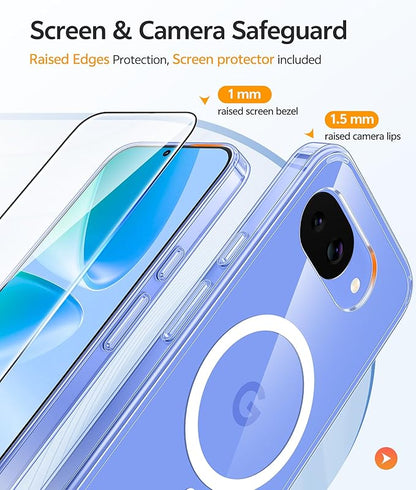 FNTCASE for Google Pixel 10a Case: [Fit for Magsafe] [Screen Protector] Anti Yellowing Transparent Clear - Military Grade Shockproof Protective Phone Cover for Pixel 10A - Clear