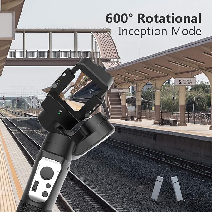 Gimbal Stabilizer for Smartphone, Selfie Stick Tripod with Face Tracking & 360°Rotation, Phone Tripod Stand with Remote, Phone Gimbal with Auto Inception for Vlogging