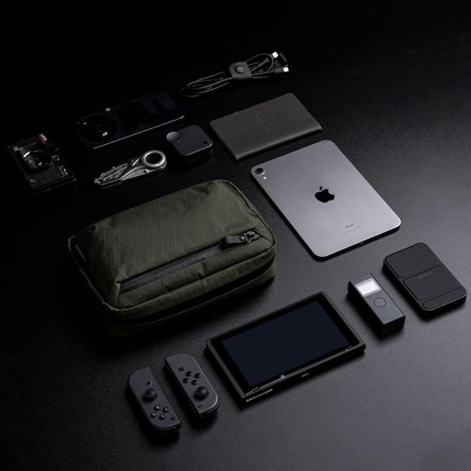 ALPAKA Elements Tech Case Tech Pouch 2.1L Cable Bag Green X-Pac VX21 | Weatherproof Fabric, YKK Aquaguard Zipper, Detachable Shoulder Strap, Ideal for Electronics & Accessories, Daily Work Travel